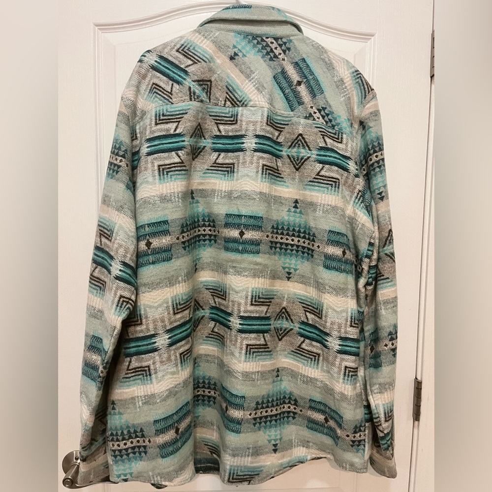 Rock & Roll Denim Men’s Beige Teal Turquoise Aztec Jacket Shacket, Size XXL, NWT - Picture 4 of 11